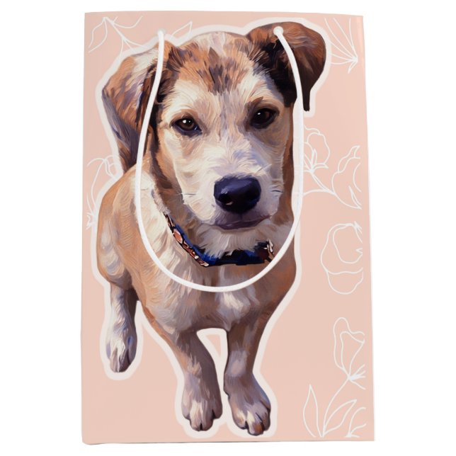 Sacola Para Presentes Média Husky Puppy Gift Bag (Frente)