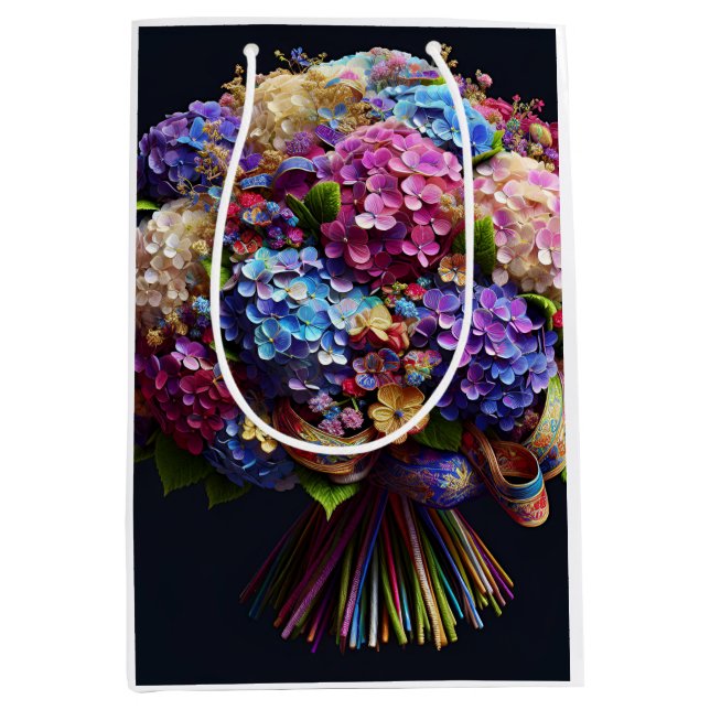 Sacola Para Presentes Média Hydrangea buquê, por Natasha Us (Frente)