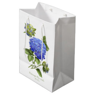 Sacola Para Presentes Média Hydrangeas azuis