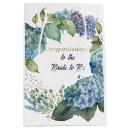 Sacola Para Presentes Média Hydrangeas em Aquarela “Parabéns”