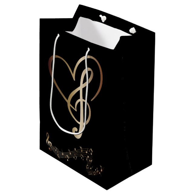 Sacola Para Presentes Média I Heart Music Gift Bag- Heart Music Notes