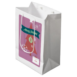 Sacola Para Presentes Média Ícones de Natal Monogramados Berry Natal 