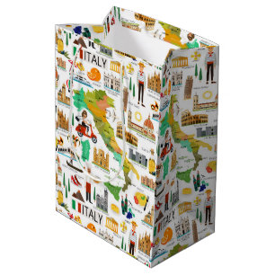 Sacola Para Presentes Média Ícones Itália - Design Gift Bag