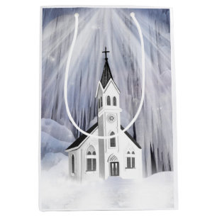 Sacola Para Presentes Média Igreja do Natal