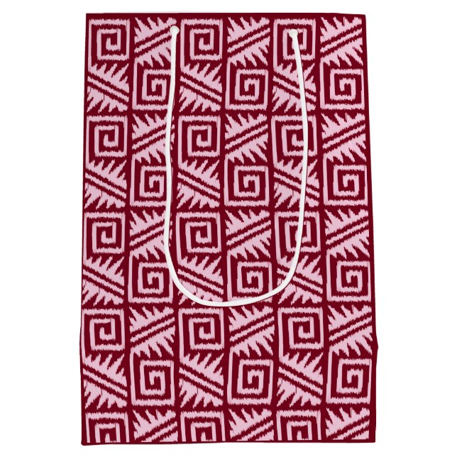 Sacola Para Presentes Média Ikat Aztec Pattern - Borgonha e Rosa (Verso)