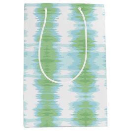 Sacola Para Presentes Média Ikat Brilhante em Verde e Água