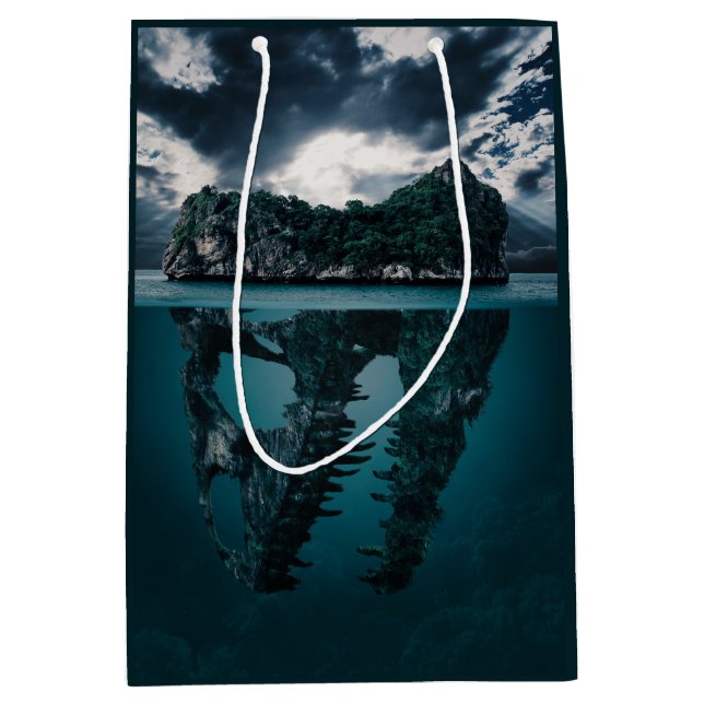 Sacola Para Presentes Média Ilha de Arte abstrato Fantasy (Frente)