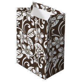 SACOLA PARA PRESENTES MÉDIA ILHA PLUMERIA (CAFÉ BROWN)