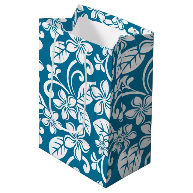 SACOLA PARA PRESENTES MÉDIA ILHA PLUMÉRIA (CARIBE AZUL) (Frente inclinada)