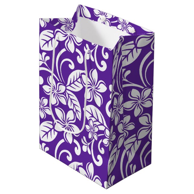 SACOLA PARA PRESENTES MÉDIA ILHA PLUMÉRIA (PURPLE) (Frente inclinada)