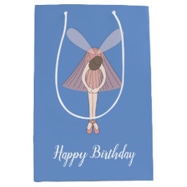 Sacola Para Presentes Média Illusima Ballerina Fada Azul com Texto