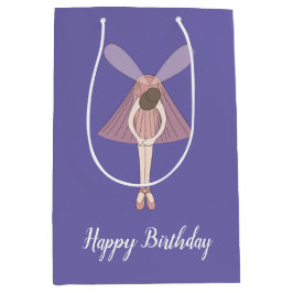 Sacola Para Presentes Média Illusima Ballerina Fada Roxo com Texto