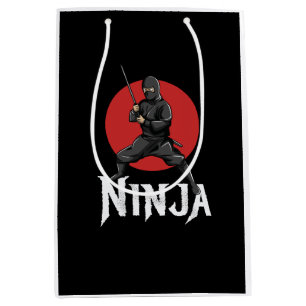 Sacola Para Presentes Média ilustração da espada ninja de detenção japonesa