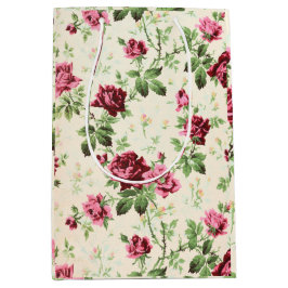 Sacola Para Presentes Média Ilustração da safra de rosas em base neutra