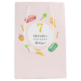 Sacola Para Presentes Média Ilustração de Aquarela de Festa de aniversário de 