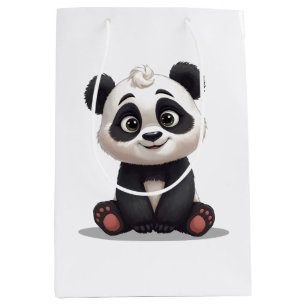Sacola Para Presentes Média Ilustração de Desenho Animado de Urso Panda Sentad