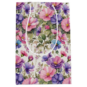 Sacola Para Presentes Média Ilustração de Pastel Flowers Papel de enrolament
