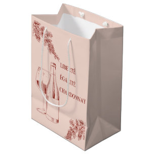Sacola Para Presentes Média Ilustração de Vinho Engraçado Liberté Égalité Char