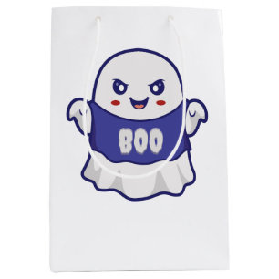 Sacola Para Presentes Média Ilustração Divertida de Fantasma Assustador para D