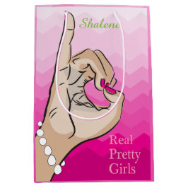 Sacola Para Presentes Média Ilustração feminino da vida do círculo estudantil