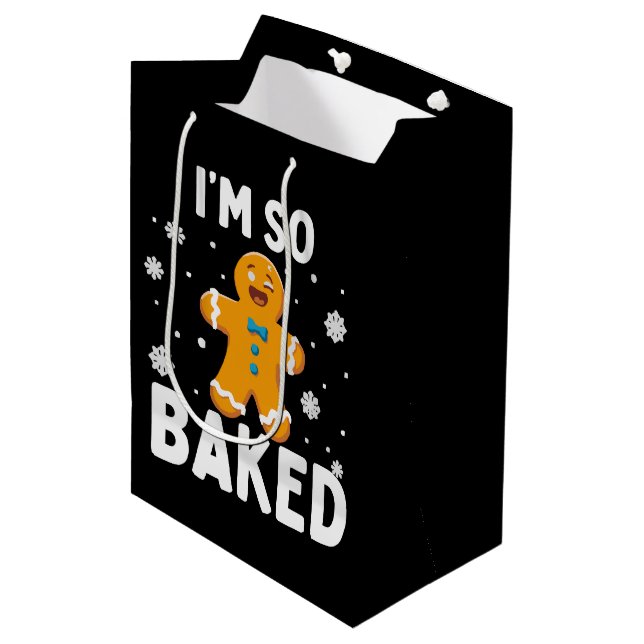 Sacola Para Presentes Média I'm So Baked Gingerbread Man Christmas Cookie Bake (Frente inclinada)