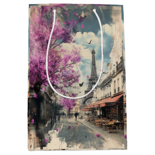 Sacola Para Presentes Média Imagem romântica do PAris com a torre Eiffel