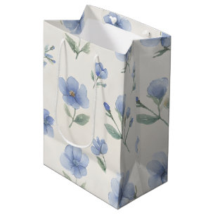 Sacola Para Presentes Média Impressão Botânica de Flores Silvestres Cottagecor