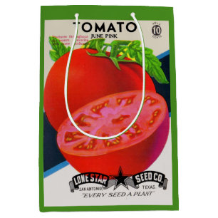 Sacola Para Presentes Média impressão de tomate de pacote de semente dos anos