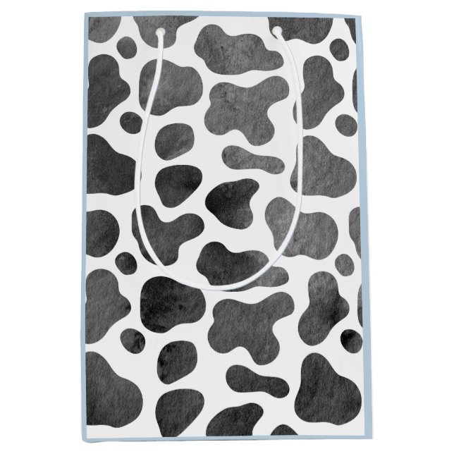 Sacola Para Presentes Média Impressão de Vaca de Aquarela (Frente)