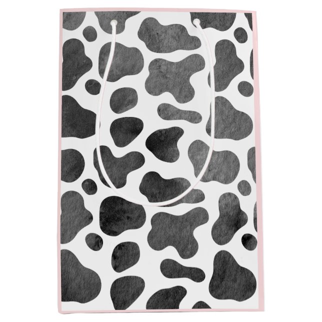 Sacola Para Presentes Média Impressão de Vaca de Aquarela Saco de Presente Méd (Frente)