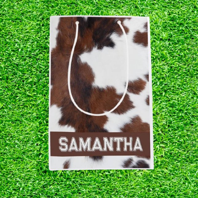 Sacola Para Presentes Média Impressão de Vaca Incrível (Moo-ve Your Game to New Heights!)