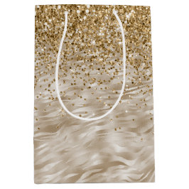 Sacola Para Presentes Média Impressão de Zebra - Falsa Glitter Dourada