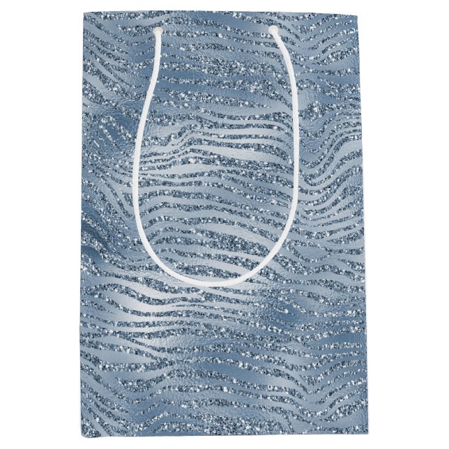 Sacola Para Presentes Média Impressão de Zebra Glam Azul (Frente)