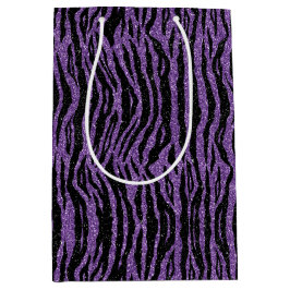 Sacola Para Presentes Média Impressão de Zebra Negra Roxa