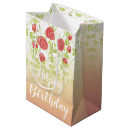 Sacola Para Presentes Média Impressão do Designer de Flores