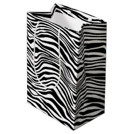 Sacola Para Presentes Média Impressão em Zebra Preta e Branca