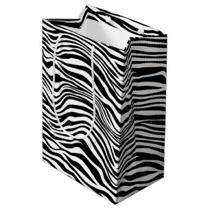 Sacola Para Presentes Média Impressão em Zebra Preta e Branca