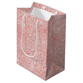 Sacola Para Presentes Média Impressão Leopardo Rosa Salmão