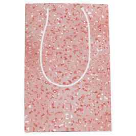 Sacola Para Presentes Média Impressão Leopardo Rosa Salmão