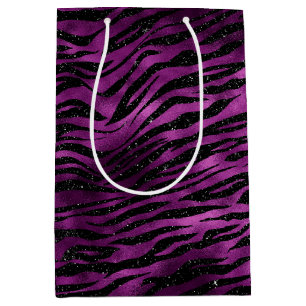 Sacola Para Presentes Média Impressão Zebra Roxa Glitz