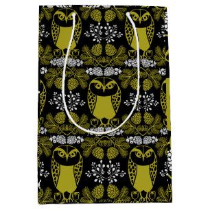 Sacola Para Presentes Média Impressões Folk Art Owl