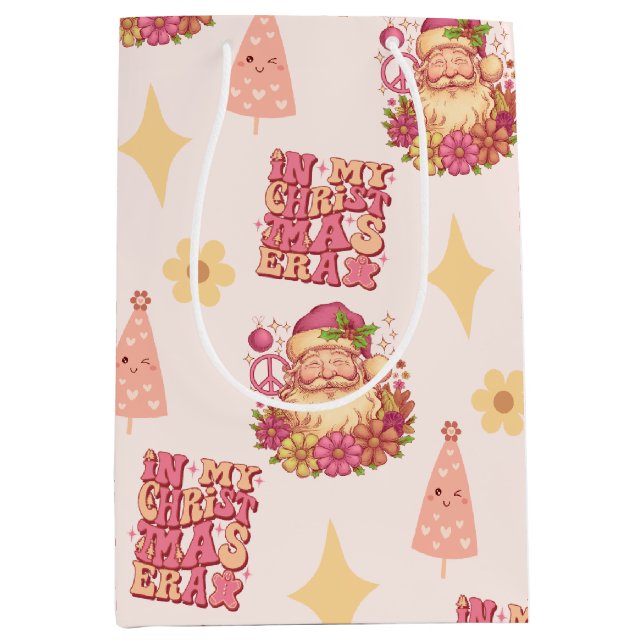 Sacola Para Presentes Média In My Christmas Era Groovy Santa (Frente)