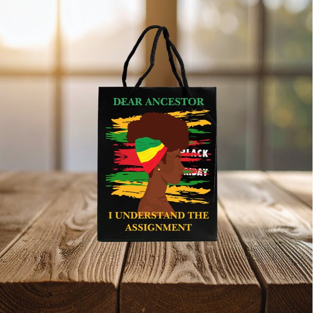 Sacola Para Presentes Média Independência Negra Juneteenth  (Criador carregado)