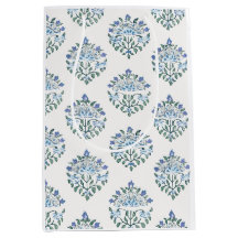Indian Block Print Medallion, Blue Green