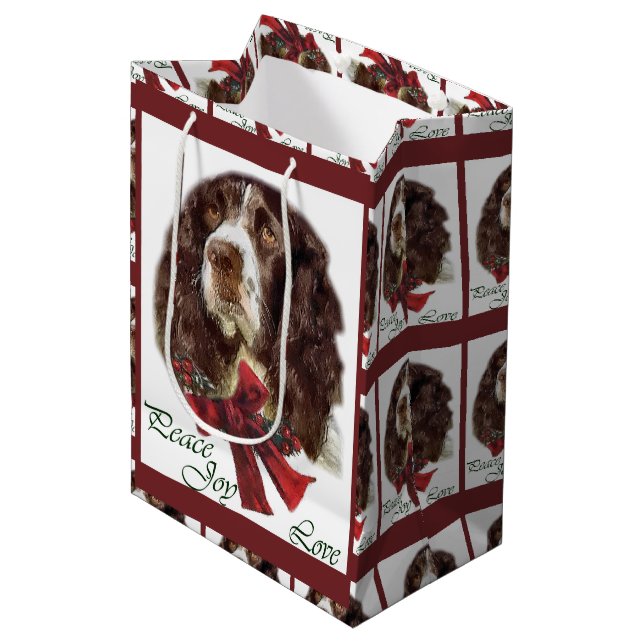 Sacola Para Presentes Média Inglês Springer Spaniel Natal (Frente inclinada)
