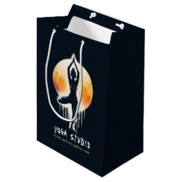 Sacola Para Presentes Média Instrutor de Meditação de Yoga Pose da Árvore Lua