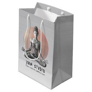 Sacola Para Presentes Média Instrutor de Meditação Yoga Reiki Master Lotus Pos