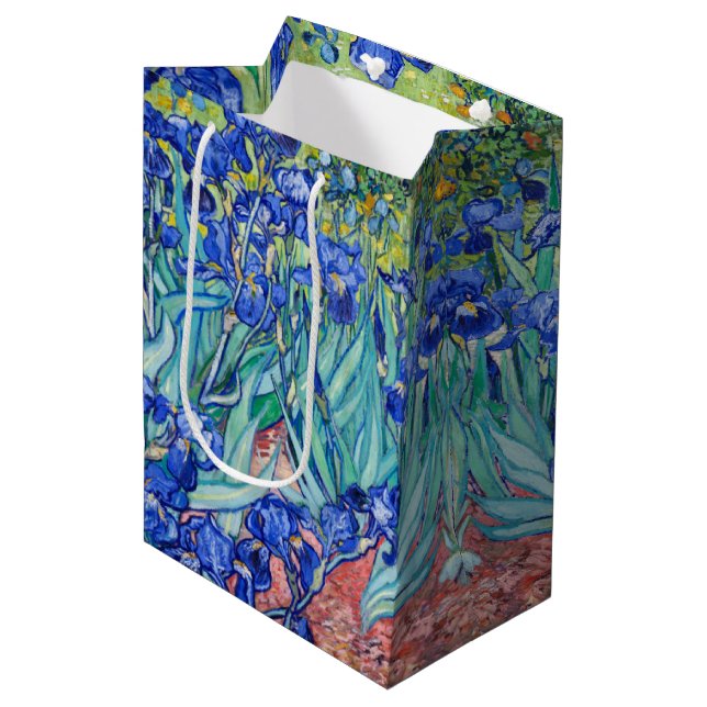 Sacola Para Presentes Média Irises Vincent van Gogh (Frente inclinada)