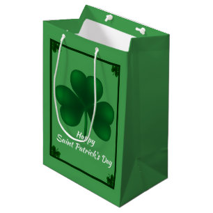 Sacola Para Presentes Média Irish Shamrock St Patricks MGB