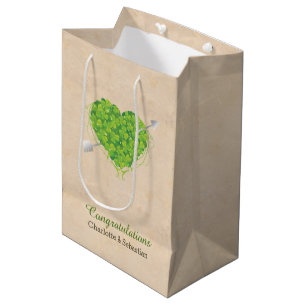 Sacola Para Presentes Média Irish Wedding Shamrock Heart